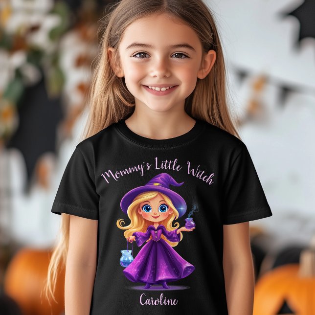 Mummy's Little Witch Halloween Girl Name Tri-Blend Shirt (Mommy's Little Witch Halloween Girl Name T-Shirt)