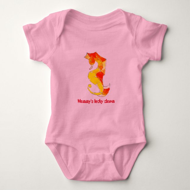Mummy's Lucky Charm - seahorse baby bodysuit (Front)