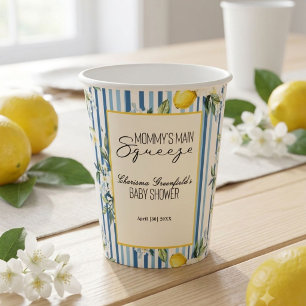 Mummy's Main Squeeze Lemon Blue Boy Baby Shower Paper Cups