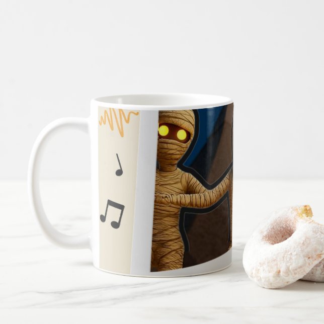 Mummy's Night Out Dancing Cartoon Fun Coffee Mug (With Donut)