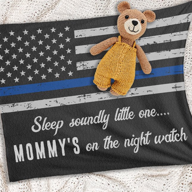 Mummy's On The Night Watch Police Baby Fleece Blanket (Creator Uploaded)
