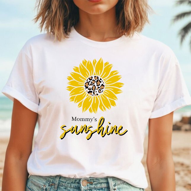 Mummy's Sunshine | Yellow Sunflower Leopard Print T-Shirt (Creator Uploaded)