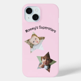 Mummy's Superstars Personalised Two Photo Text iPhone 15 Case