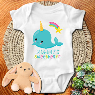 Mummy's Sweetheart Kawaii Narwhal  Baby Bodysuit