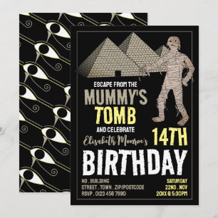 Mummy's Tomb Theme, Escape Room Birthday Party Invitation