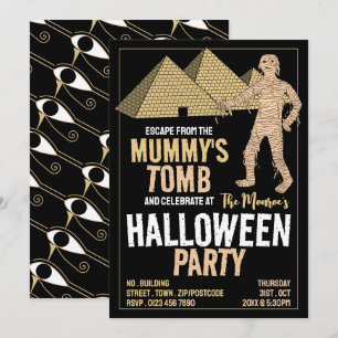 Mummy's Tomb Theme, Escape Room Halloween Party Invitation