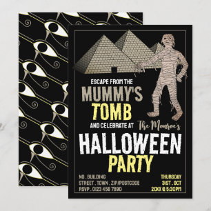 Mummy's Tomb Theme, Escape Room Halloween Party Invitation