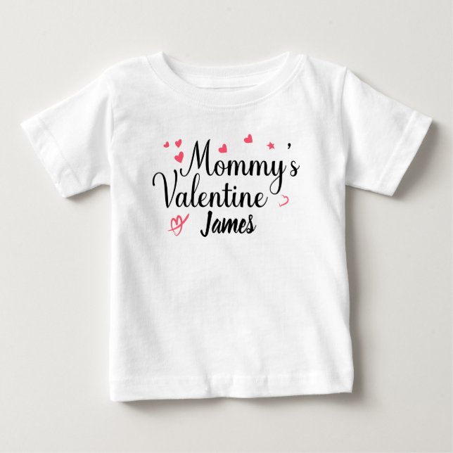 Mummy's Valentines, Personalised Name Baby T-Shirt (Front)