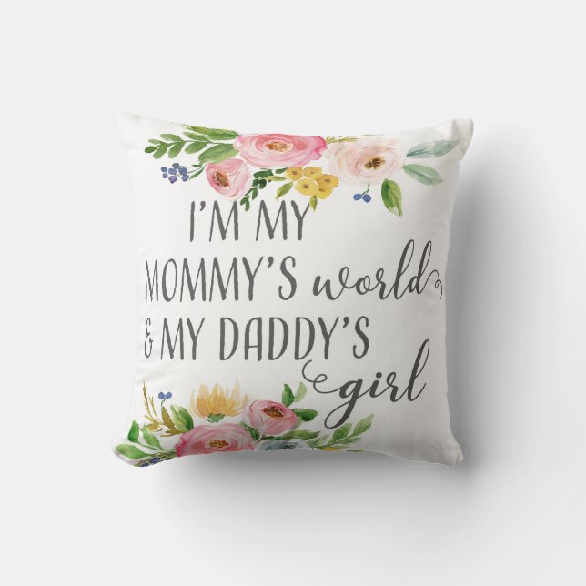 Mummy's World Daddy's Girl Baby Nursery Pillow (Front)