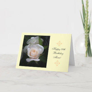 Mum's 70th Birthday white rose Card