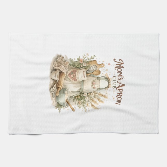 Mum's Apron Club Vintage Kitchen design  Tea Towel (Horizontal)