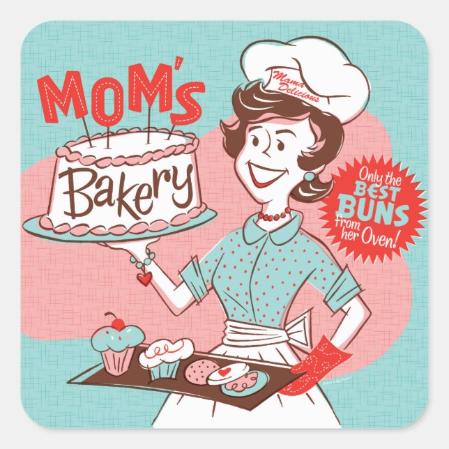 Mum's Bakery Retro Sticker — Square (Front)