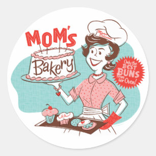 Mum's Bakery Retro Stickers — Round