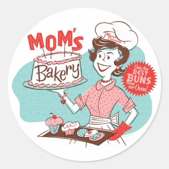 Mum's Bakery Retro Stickers — Round (Front)