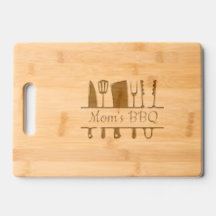 Mum's BBQ Etched Wooden Cutting Board