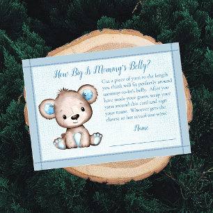 Mum's Belly Size Cute Brown Bear Baby Shower Game Enclosure Card
