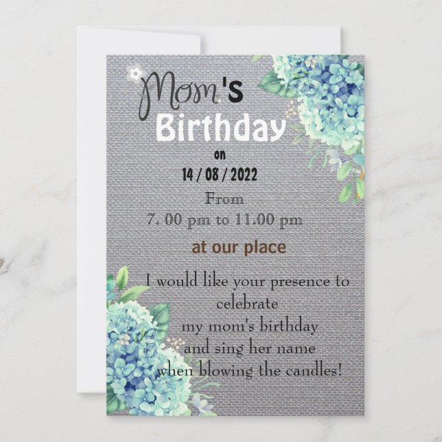 Mum's birthday invitation (Front)