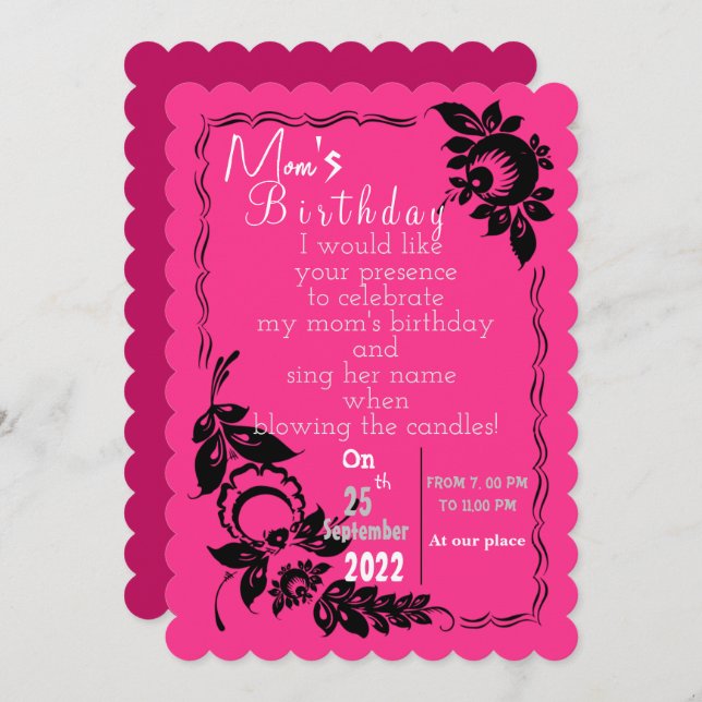 Mum's birthday invitation (Front/Back)