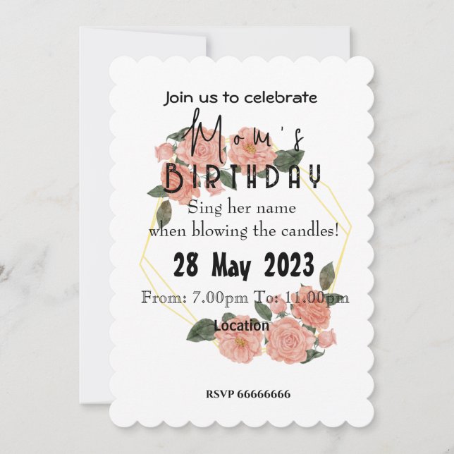mum's birthday Invitation (Front)