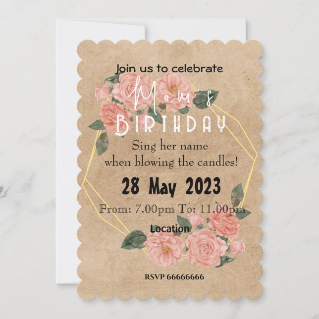 mum's birthday Invitation (Front)