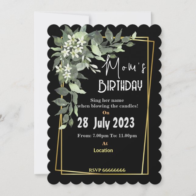 Mum's birthday Invitation (Front)