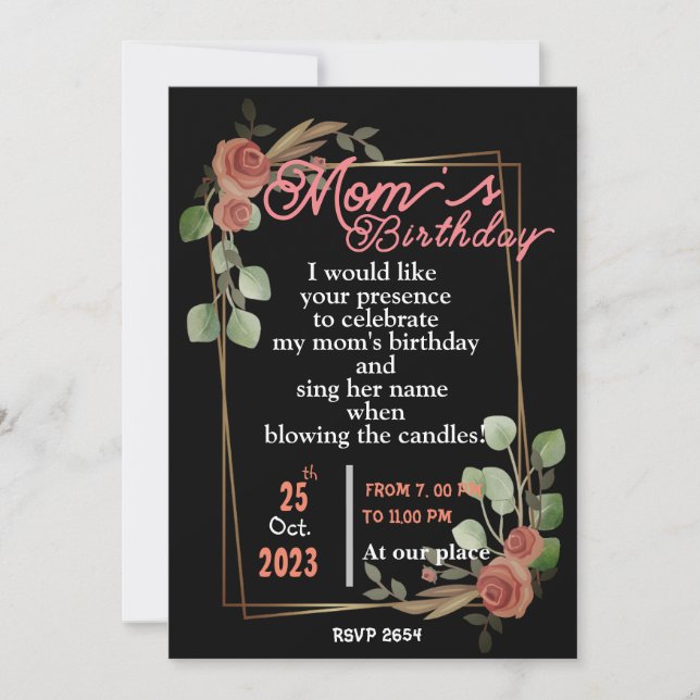  mum's birthday Invitation (Front)