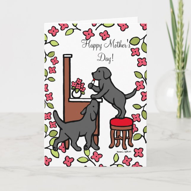Mum's Black Lab Puppy Duo Card (Front)