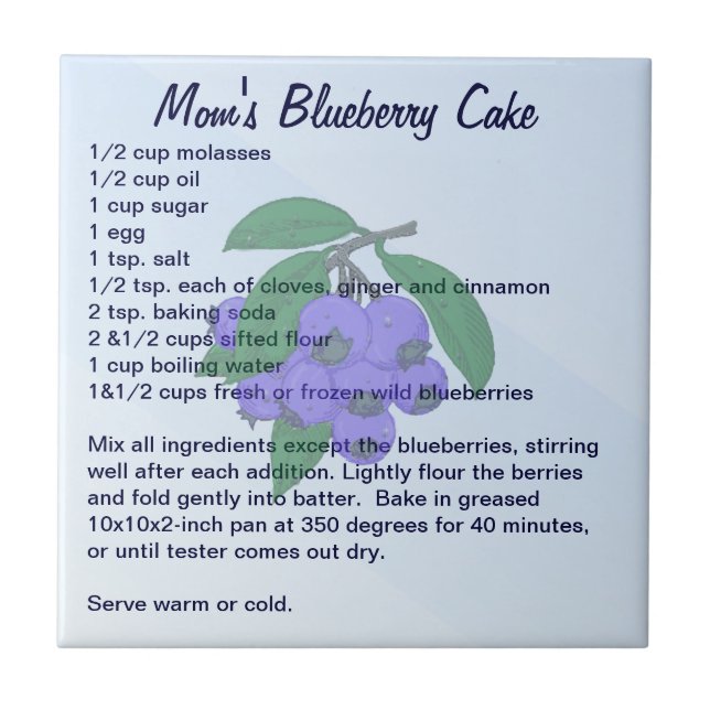 Mum's Blueberry Cake Tile (Front)