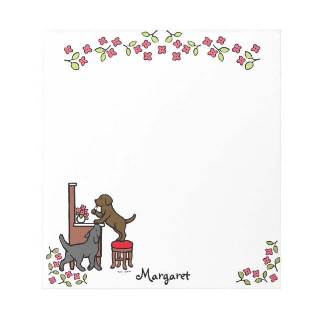 Mum's Chocolate Lab and Black Lab Notepad (Front)