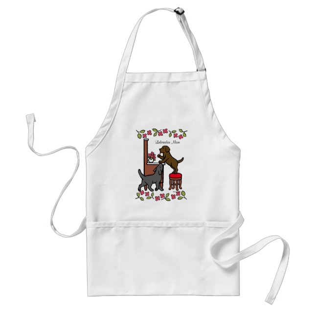 Mum's Chocolate Lab and Black Lab Standard Apron (Front)
