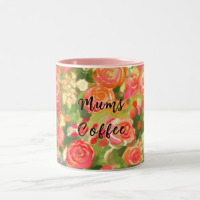 Mums coffee, Floral  Mug (Center)
