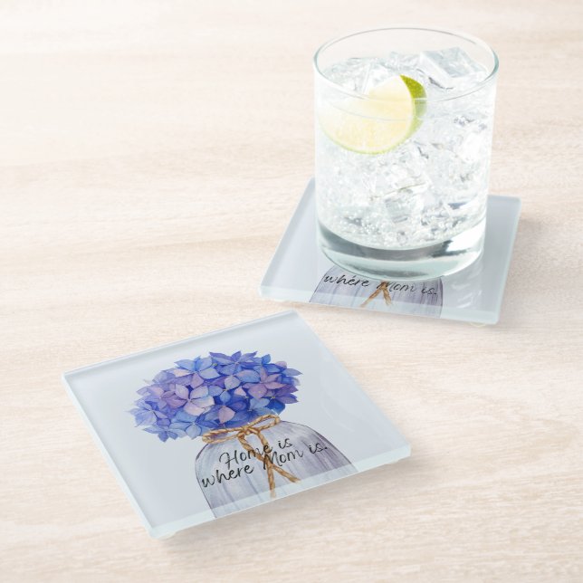 Mum's Day With Hydrangea Coaster (Angled)