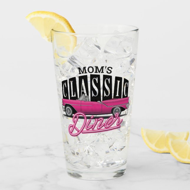 Mum's Diner Custom Name Faux Neon 50's Classic Car Glass (Front Ice)