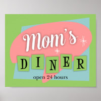 Mum's Diner Custom Retro Kitchen Print