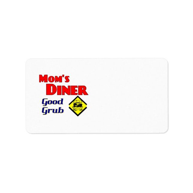 Mum's Diner Good Grub Funny Retro Saying Label (Front)
