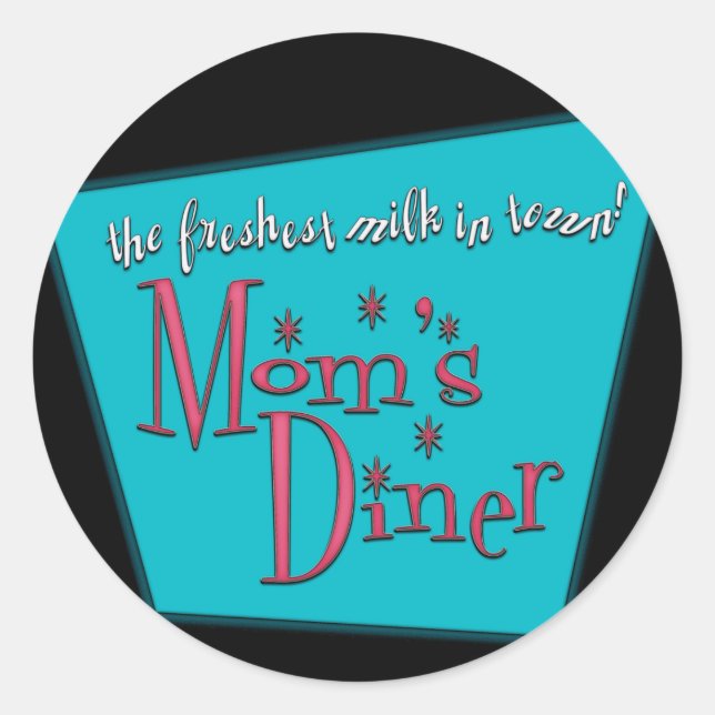 Mum's Diner Retro Pro-Breastfeeding Design Classic Round Sticker (Front)