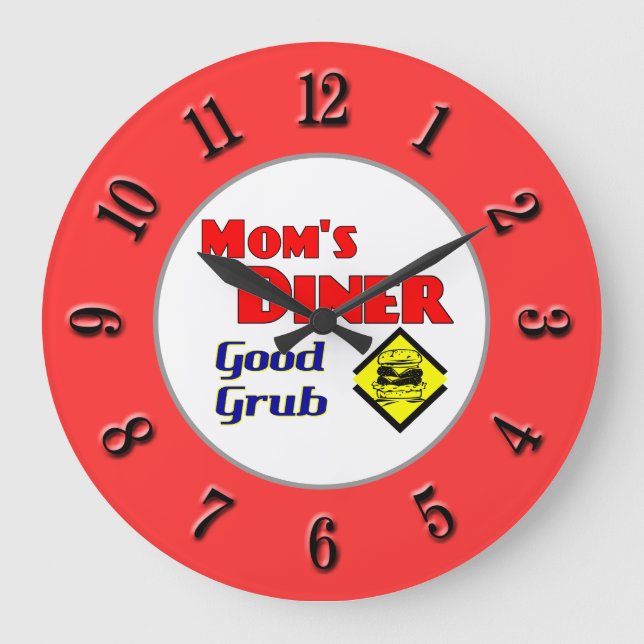 Mum's Diner Retro Red Kitchen Clock (Front)