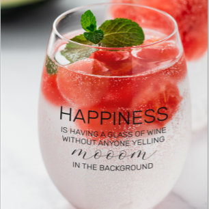 Mum's Escape   Happiness is   Funny Mother's Day Stemless Wine Glass