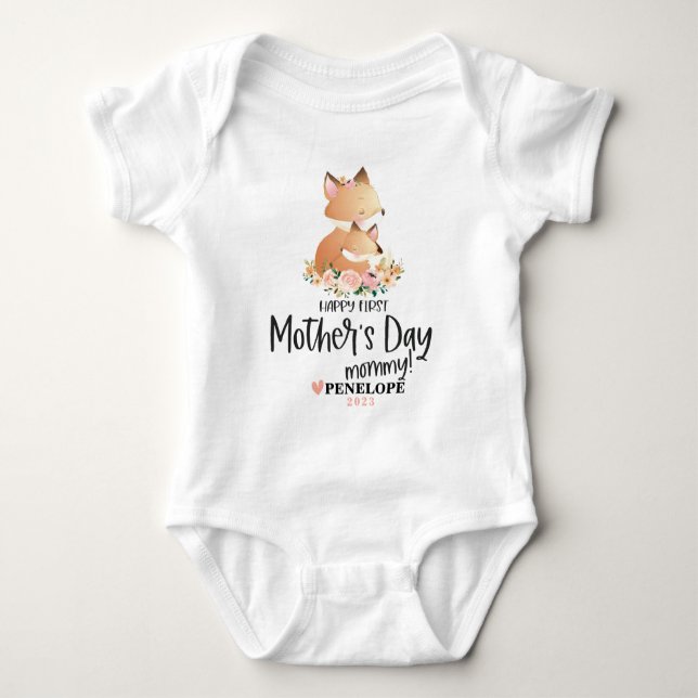 Mum's First Mother's Day Baby Bodysuit With Name (Front)