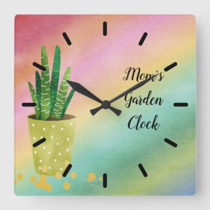 Mum's Garden Clock with Potted Plant