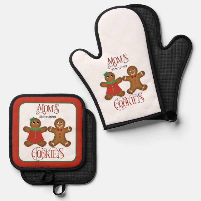 Mum's Gingerbread Cookies Oven Mitt & Pot Holder Set (Front/Back)