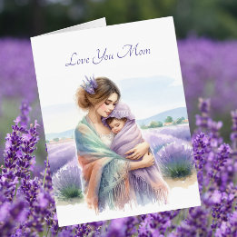 Mum's Hug Lavender Field Mother's Day Watercolor