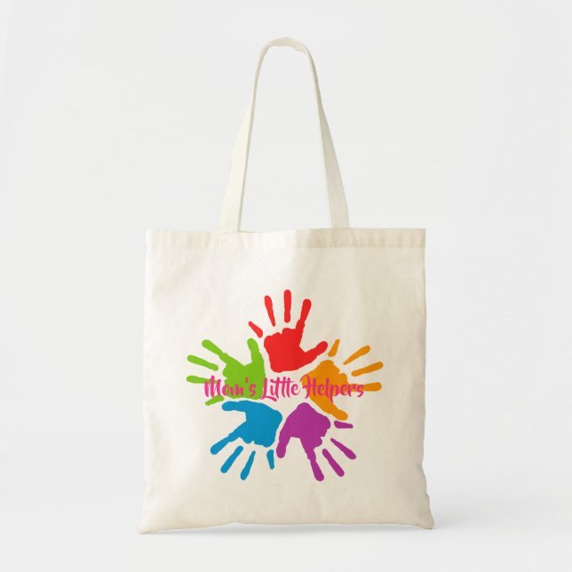 Mum's Little Helpers Colourful Hand paint print ar Tote Bag (Front)