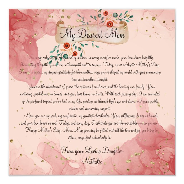 Mum's Love: A Timeless Tribute to Mum Photo Print (Front)