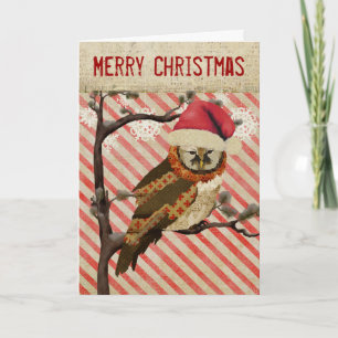 Mums Owl Striped Christmas Card