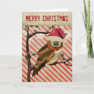 Mums Owl Striped Christmas Card