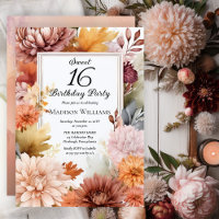 Mums | Peonies Floral Sweet 16 Birthday Party