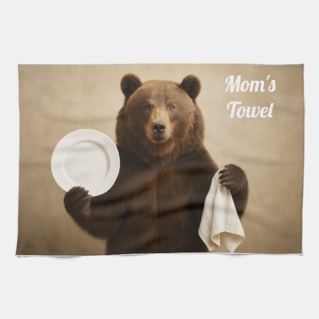 Mum's Personalised Bear Kitchen Towel (Horizontal)