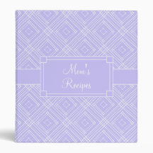 Mum's Recipe Book Lavender & White Diamond Pattern