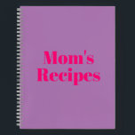 Mum's Recipes, Mother's day or Birthday gift Noteb Notebook<br><div class="desc">Mum's Recipes,  Mother's day or Birthday gift Notebook
Customise name,  monogram,  text,  or leave it as is
Hot pink fuchsia letters,  lavender lilac background,  spiral bound
great gift for mum!</div>